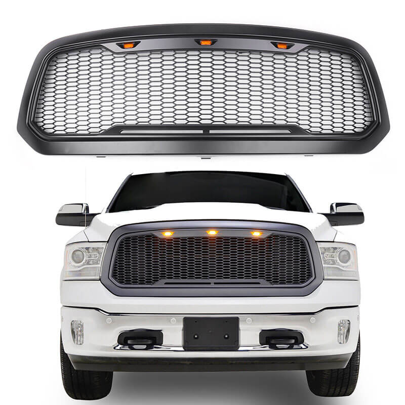 2013-2018 Dodge Ram 1500 Grill Replacement Front Grille Amber LED Lights