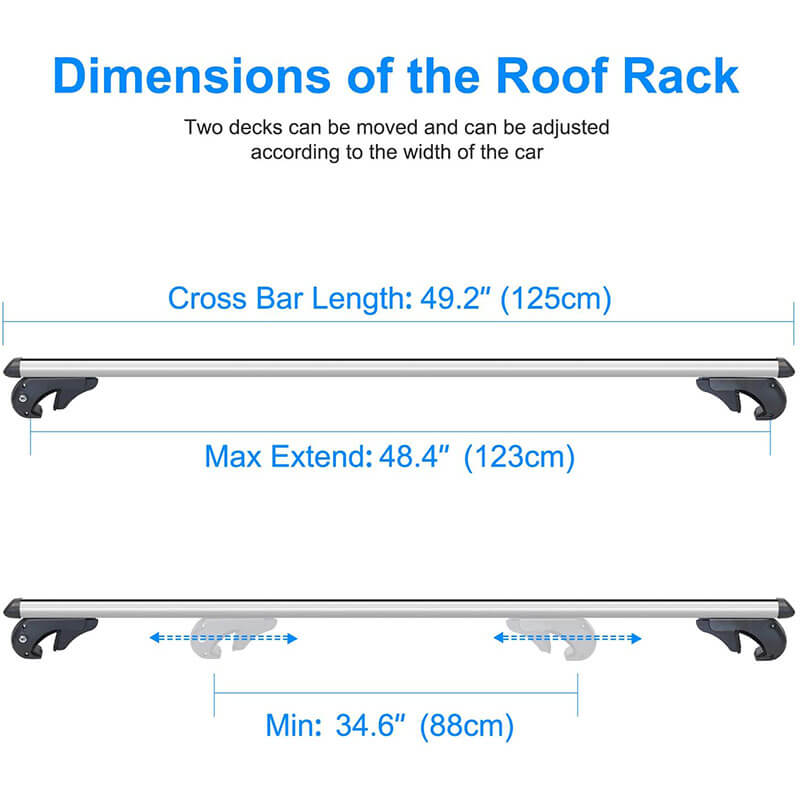 49” SUV Universal Roof Rack Cross Bars Set