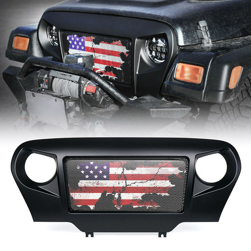 Jeep Angry Eyes Grill American Flag for Jeep Wrangler TJ '07-18