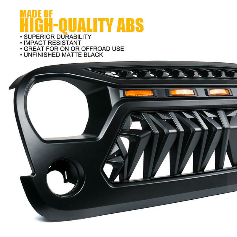 2007-2018 Jeep Wrangler Front Grill with Amber Lights