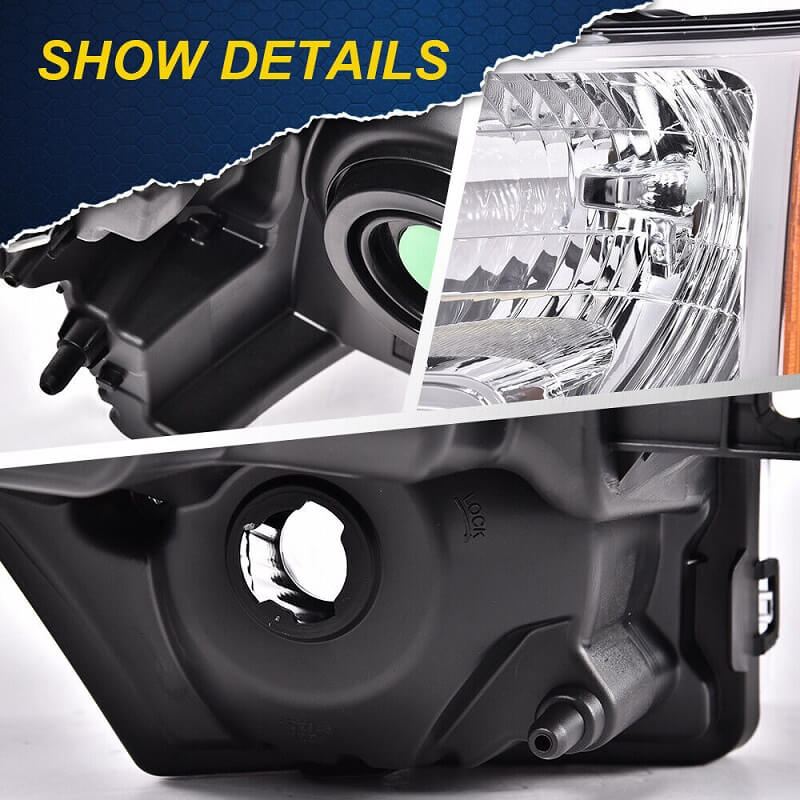 Fit for 2009-2014 Ford F150 Headlights Replacement Head Lamp