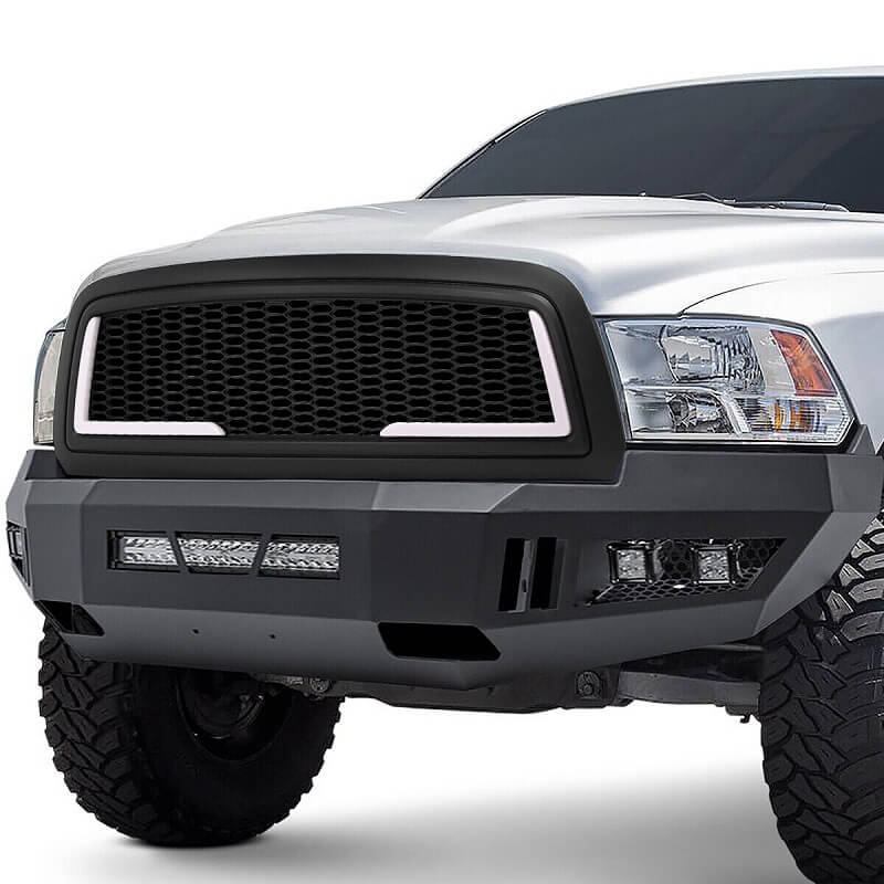 For 2009-2012 Dodge Ram 1500 Grill Honeycomb Front Grill with LED Light Bar