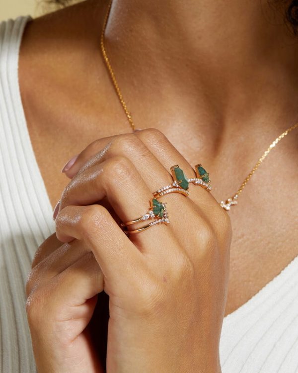 Alternative view of Moss 10k Gold Plated 925 Sterling Silver Ring Bridal Sets