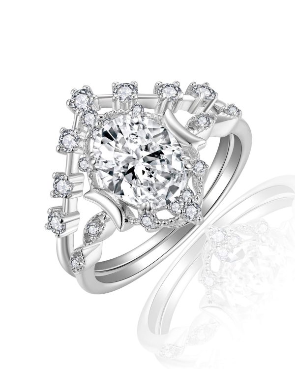 Oval Cut Moissanite Ring Bridal Ring Set-anniversary