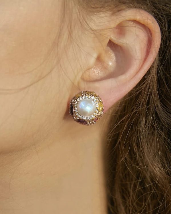 Alternative view of Baroque Tourmaline Freshwater Pearl Drop Earring
