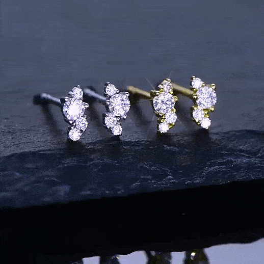Bolt Cut Sparkle Moissanite Ear Studs S925 12