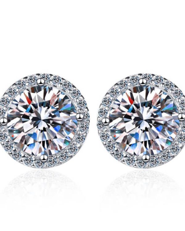 Classical Round 1 Carat Moissanite Earrings - Image 3