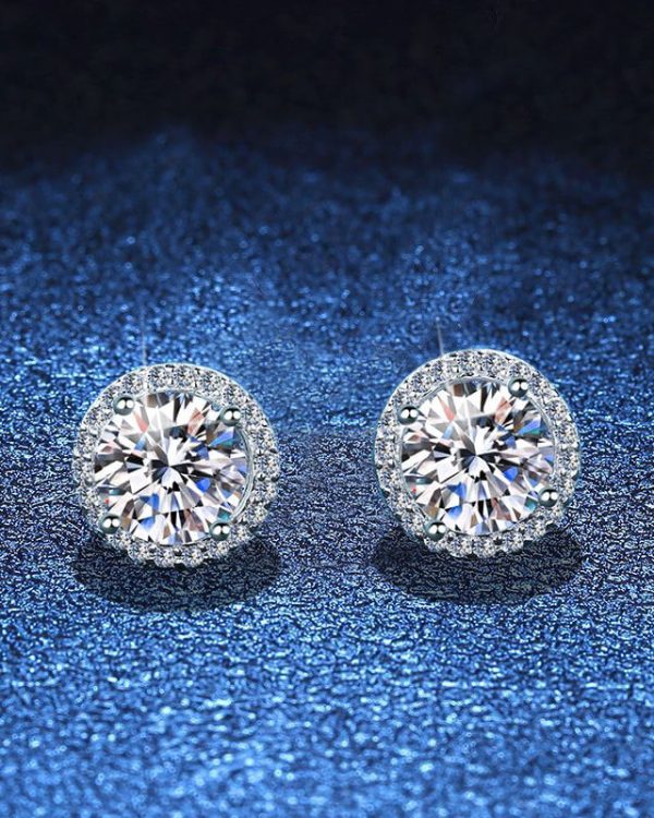 Classical Round 1 Carat Moissanite Earrings - Image 4