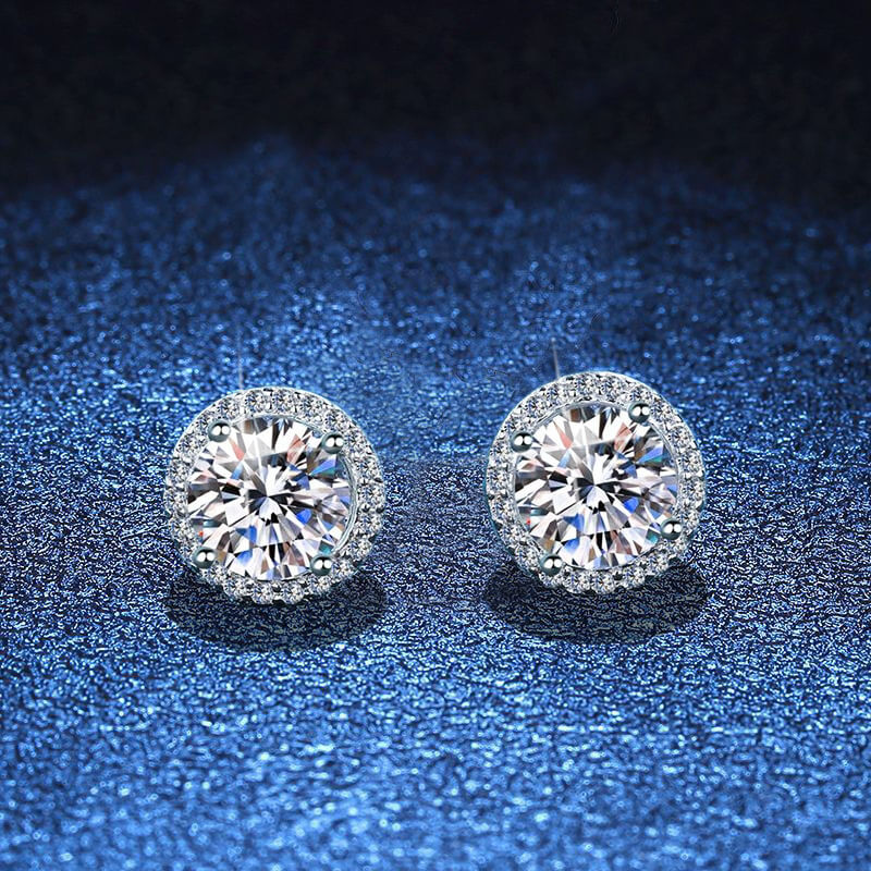 Classical Round 1 Carat Moissanite Earrings 2