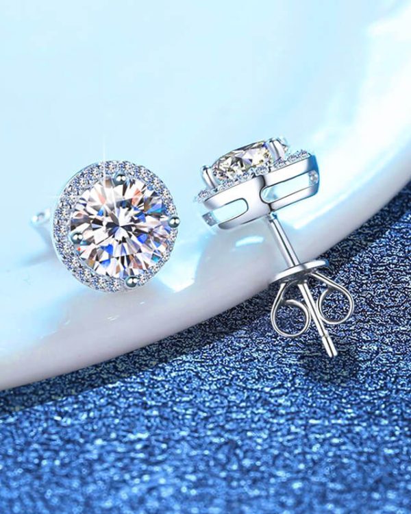 Alternative view of Classical Round 1 Carat Moissanite Earrings