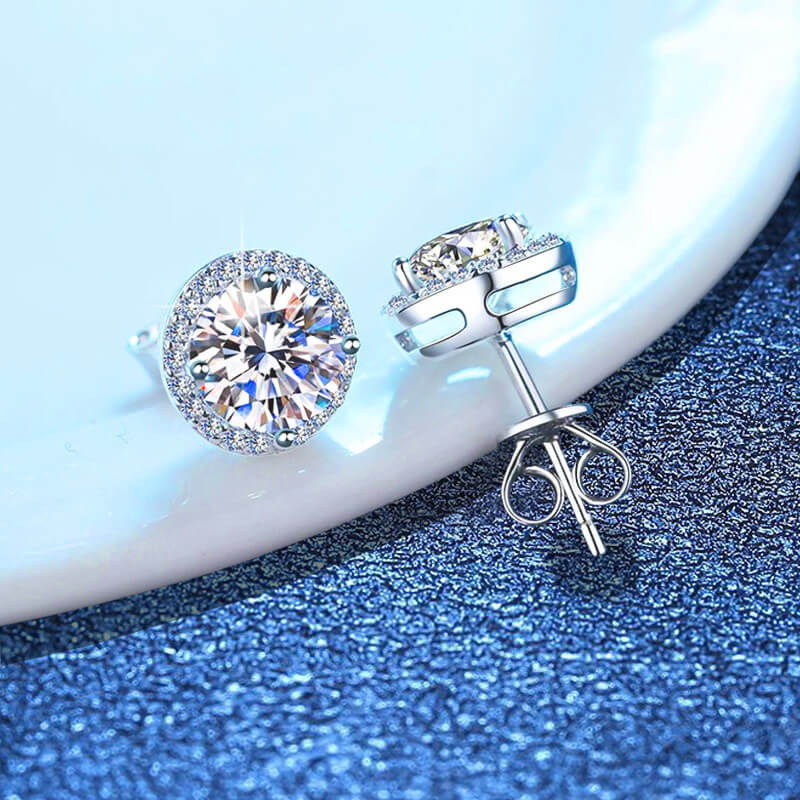 Classical Round 1 Carat Moissanite Earrings 3