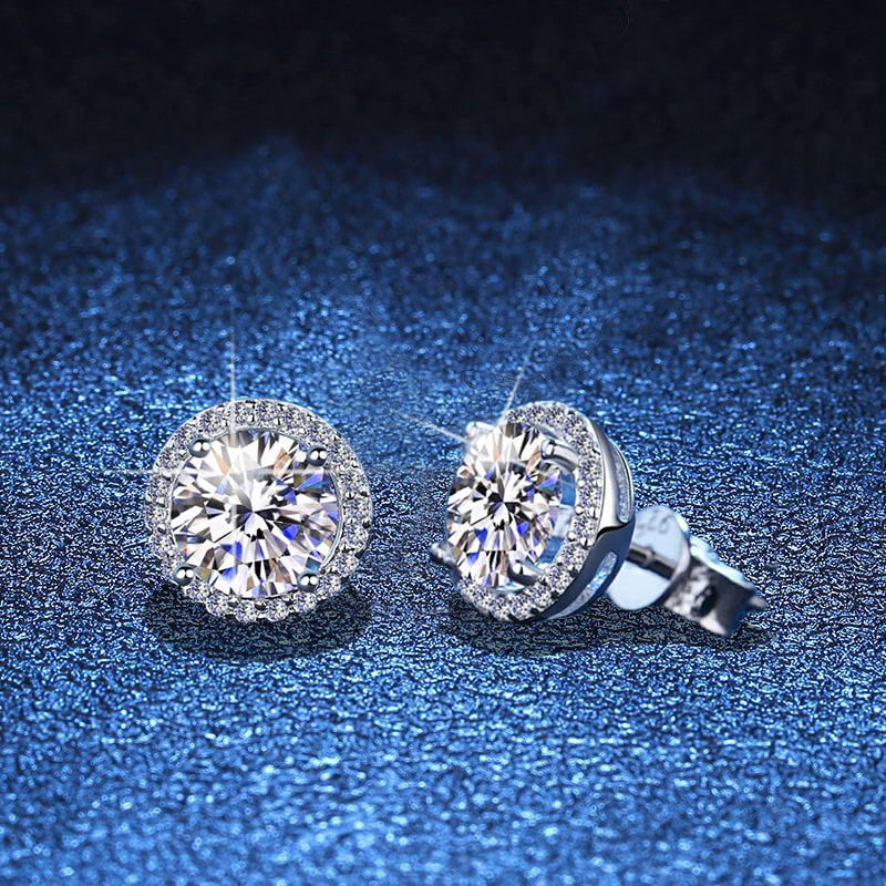 Classical Round 1 Carat Moissanite Earrings (4)