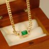 Columbia Emerald Necklace 24K Gold Plated Show