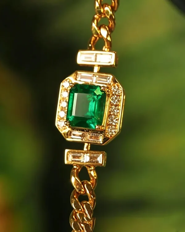 Columbia Emerald Necklace 24K Gold Plated