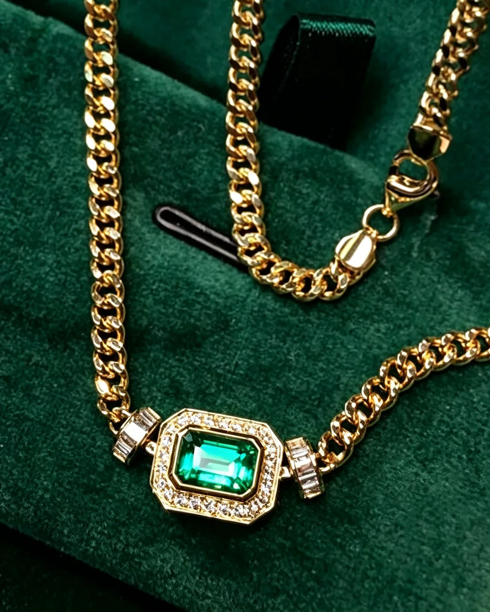Columbia Emerald Necklace 24K Gold Plated - Image 4