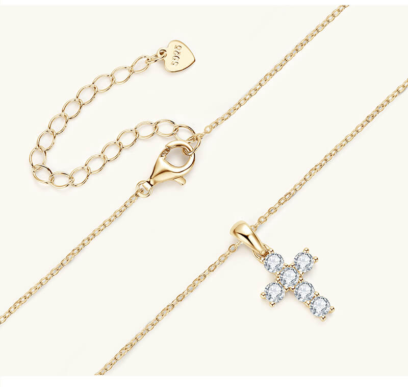 Divine Radiance S925 Sterling Silver Moissanite Cross Pendant-3