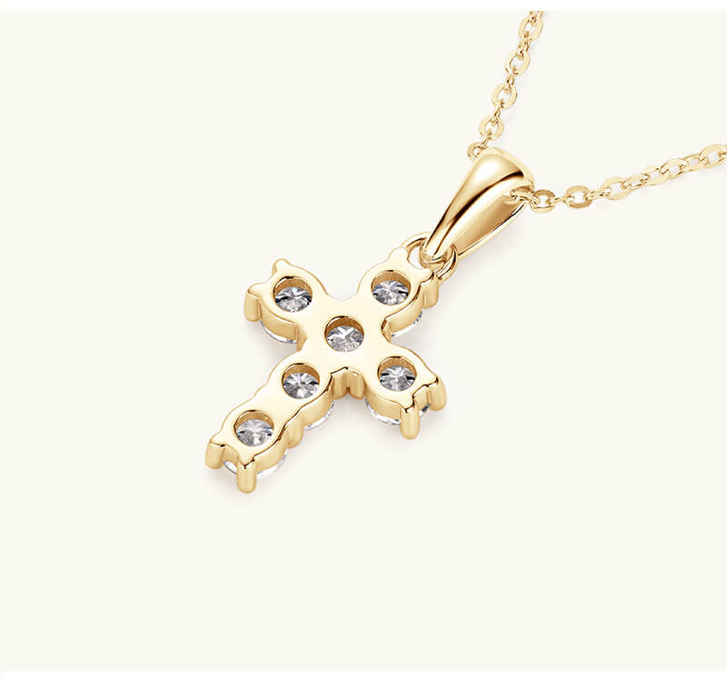 Divine Radiance S925 Sterling Silver Moissanite Cross Pendant-2