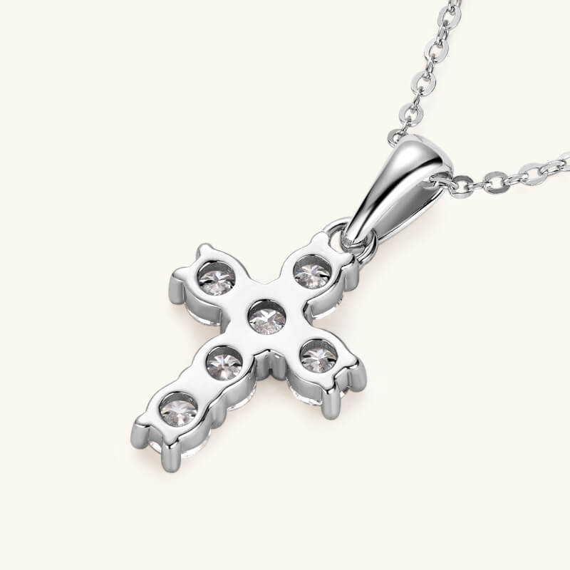 Divine Radiance S925 Sterling Silver Moissanite Cross Pendant 9