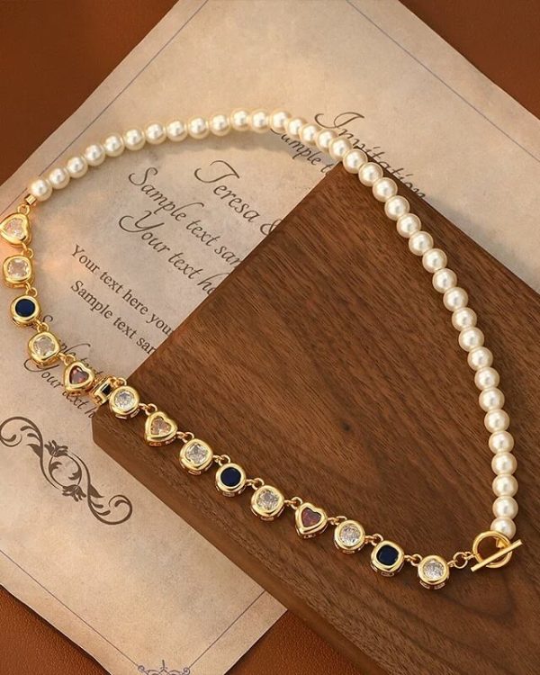 Alternative view of Dopamine Pearl Rainbow Gemstone Necklace
