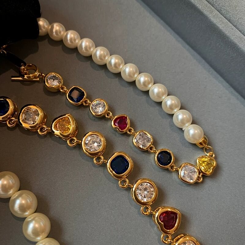Dopamine Pearl Rainbow Gemstone Necklace 8