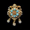 Enameled Pearl Hollowed Vintage Crown Brooch