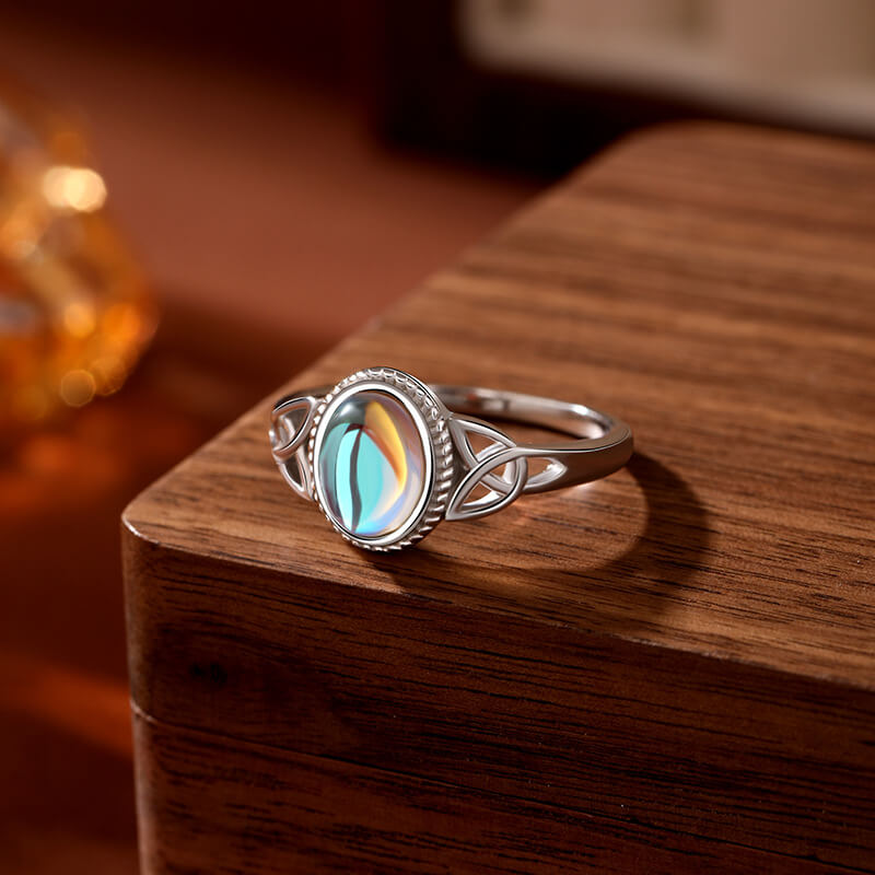 Fairies Oval Moonstone S925 Silver Ring show