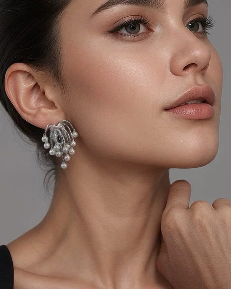 Alternative view of Fireworks Tassels 925 Sterling Silver Safety Pin Earrings