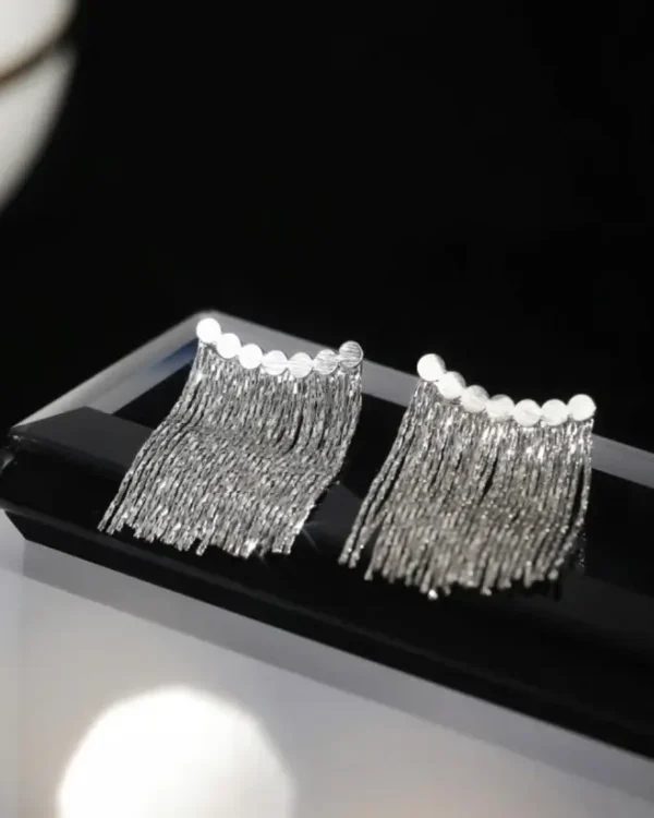Gold plated Cascade Tassel Vintage Earrings 3