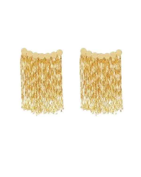 Gold plated Cascade Tassel Vintage Earrings 5