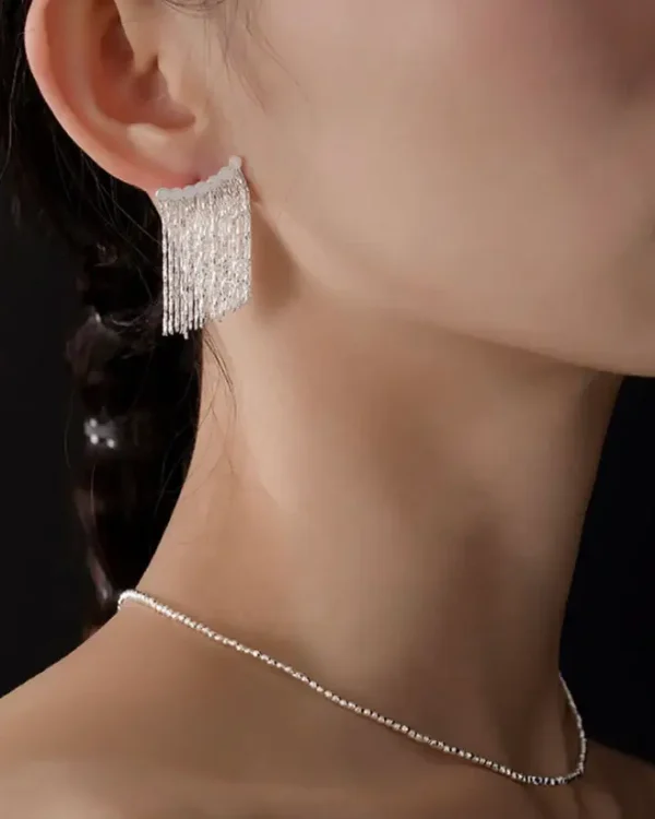 Alternative view of Gold-plated Cascade Tassel Vintage Earrings