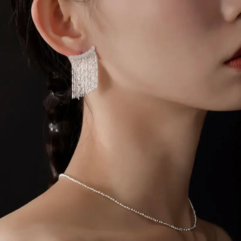 Gold plated Cascade Tassel Vintage Earrings 7