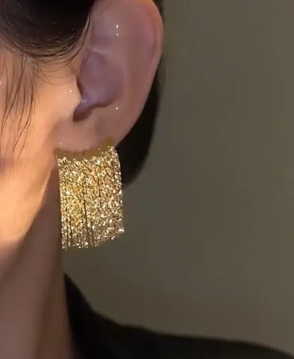 Gold plated Cascade Tassel Vintage Earrings 8