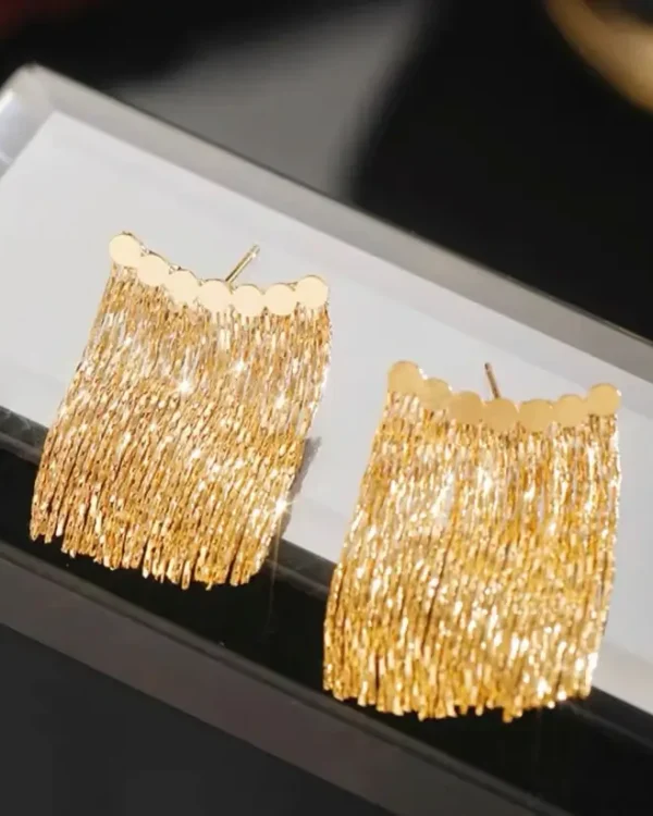Gold-plated Cascade Tassel Vintage Earrings