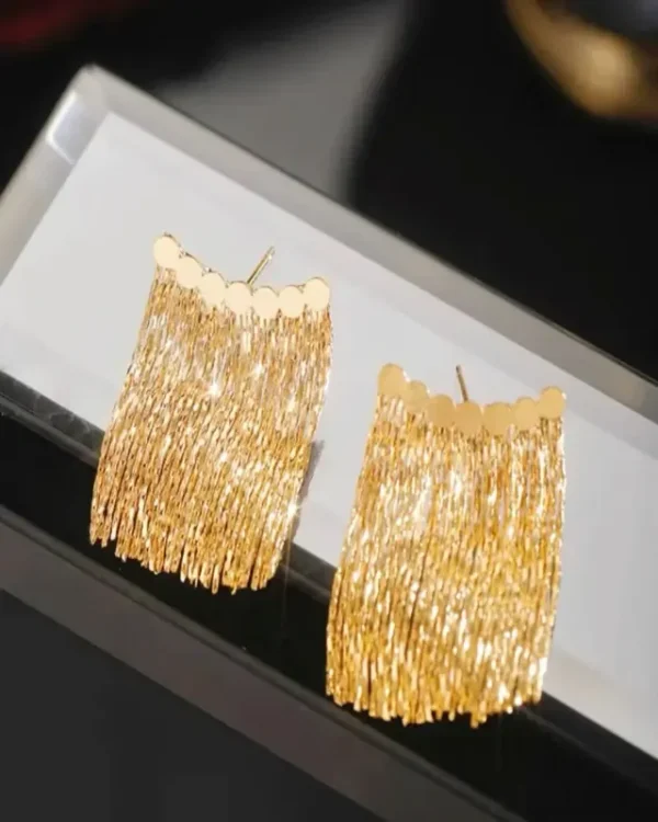 Gold-plated Cascade Tassel Vintage Earrings