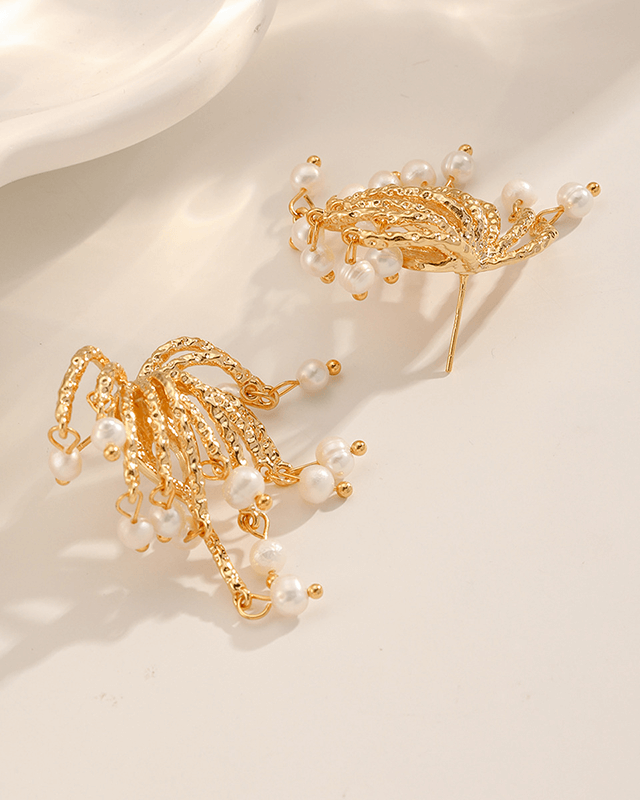 Fireworks Tassels 925 Sterling Silver Safety Pin Earrings