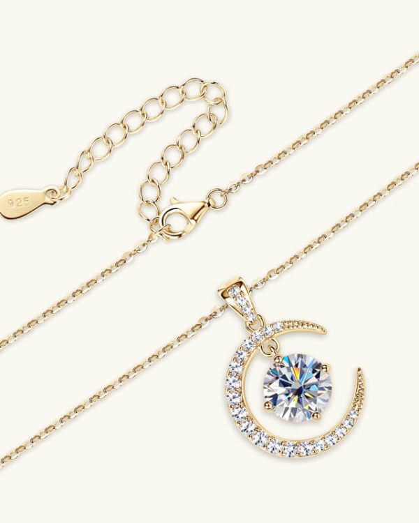 Lunar S925 Silver Chain Moon VVS Moissanite Pendant 10