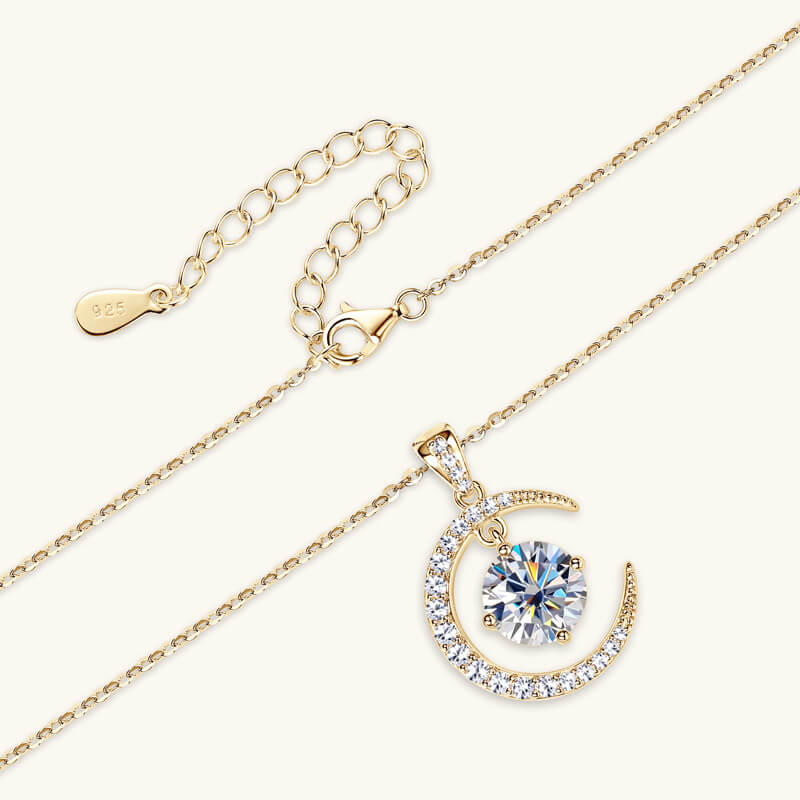 Lunar S925 Silver Chain Moon VVS Moissanite Pendant 10