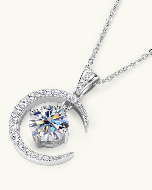 Lunar S925 Silver Chain Moon VVS Moissanite Pendant 2