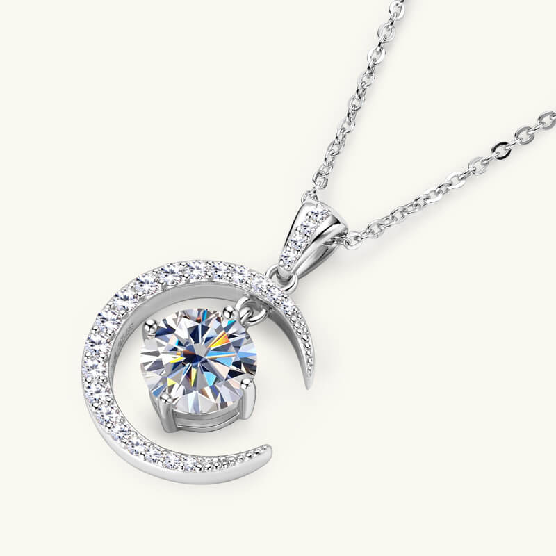 Lunar S925 Silver Chain Moon VVS Moissanite Pendant 2