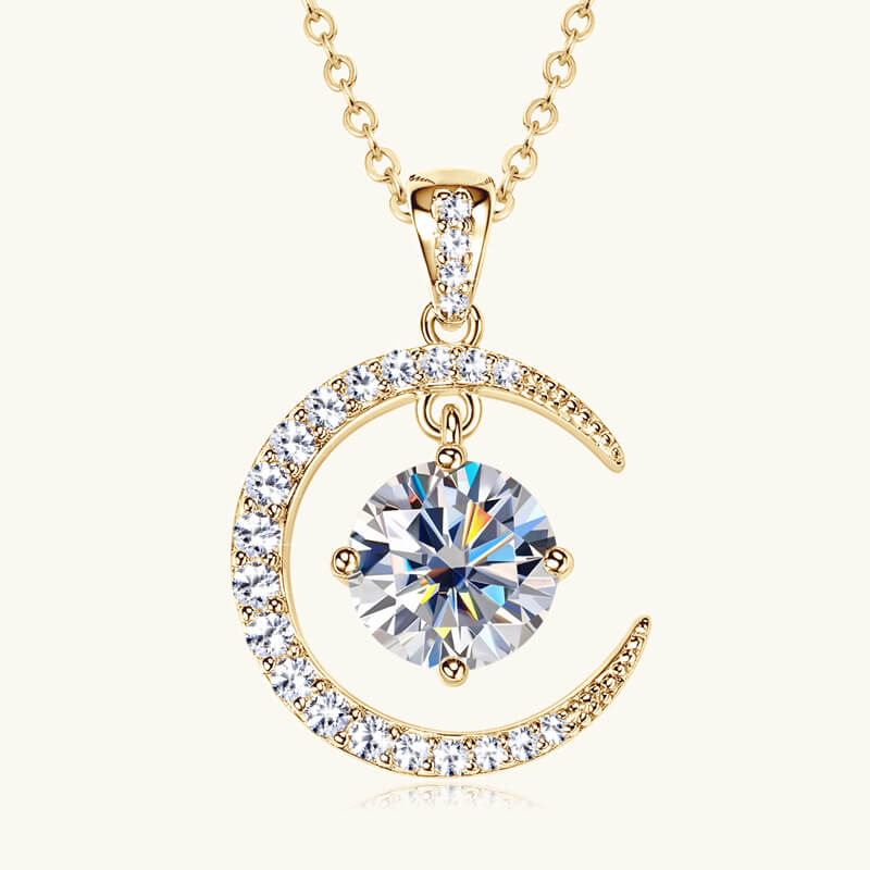Lunar S925 Silver Chain Moon VVS Moissanite Pendant 3