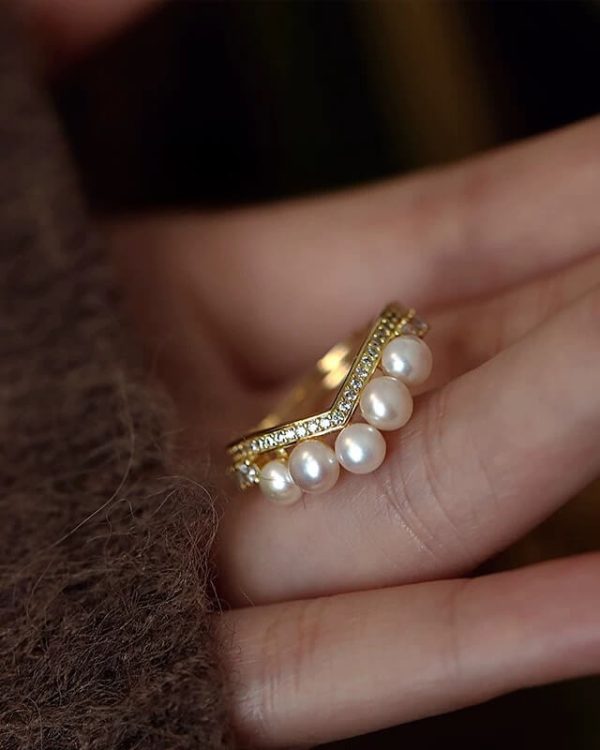 Princess Crown Ring Sterling Silver Pearl 2