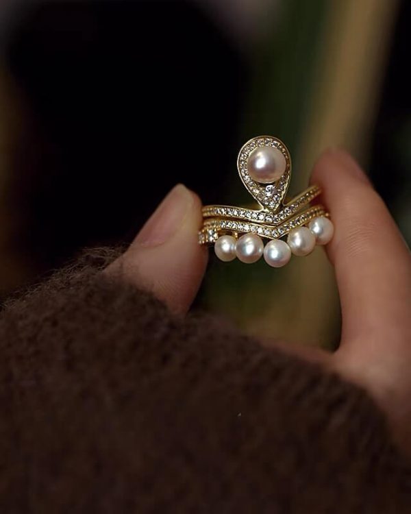 Princess Crown Ring Sterling Silver Pearl