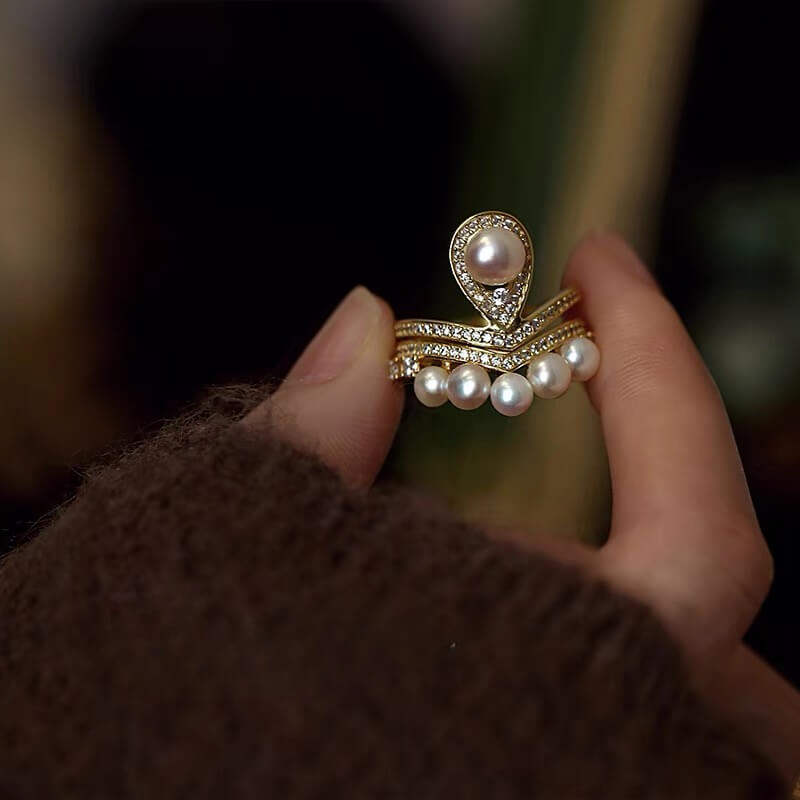 Princess Crown Ring Sterling Silver Pearl