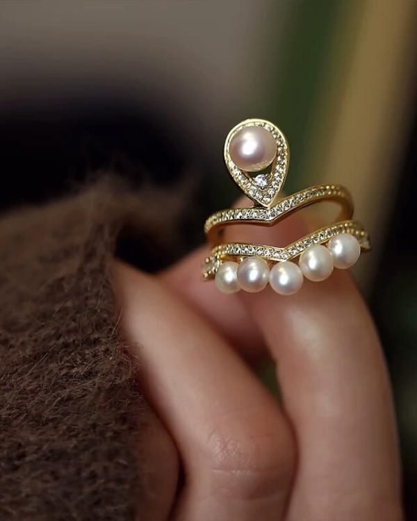 Princess Crown Ring Sterling Silver Pearl
