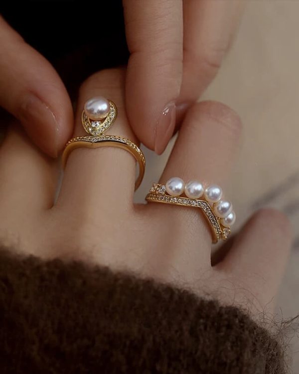 Princess Crown Ring Sterling Silver Pearl 7