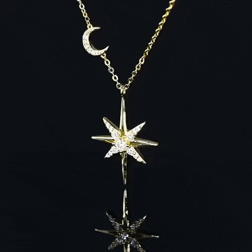 Radiance 925 Silver Chain with Moissanite Star Pendant--GIF