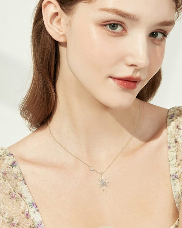 Radiance 925 Silver Chain with Moissanite Star Pendant-R3
