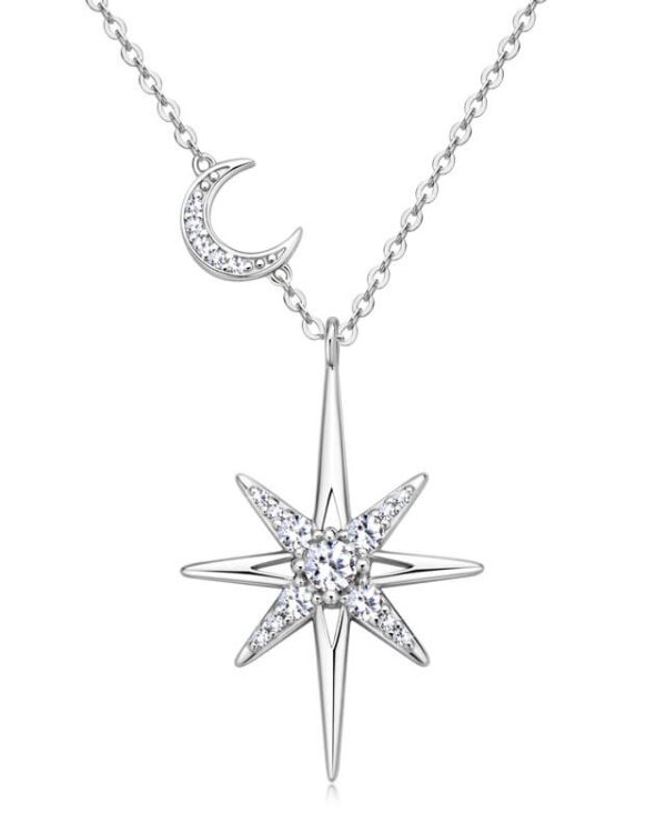 Radiance 925 Silver Chain with Moissanite Star Pendant-SILVER
