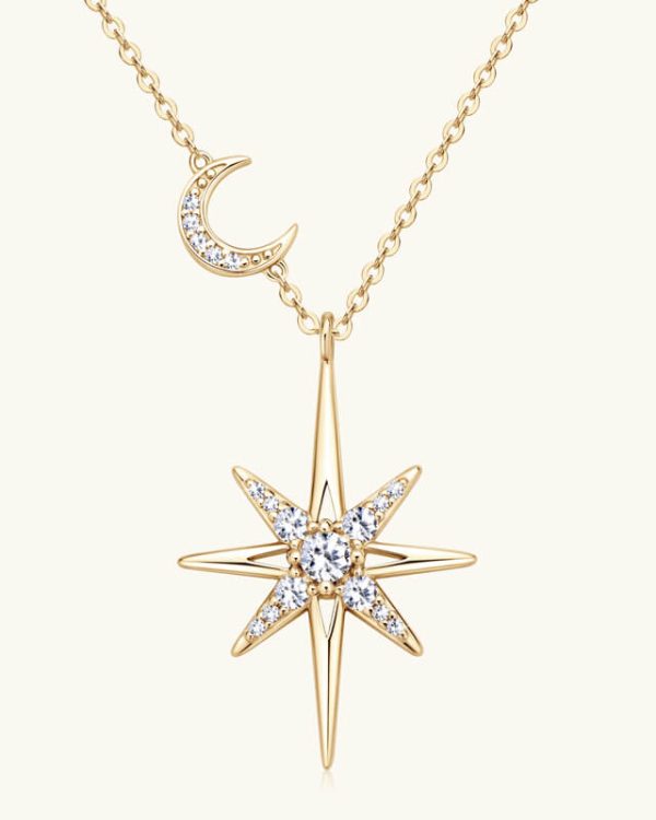 Radiance 925 Silver Chain with Moissanite Star Pendant-GOLD PLATED