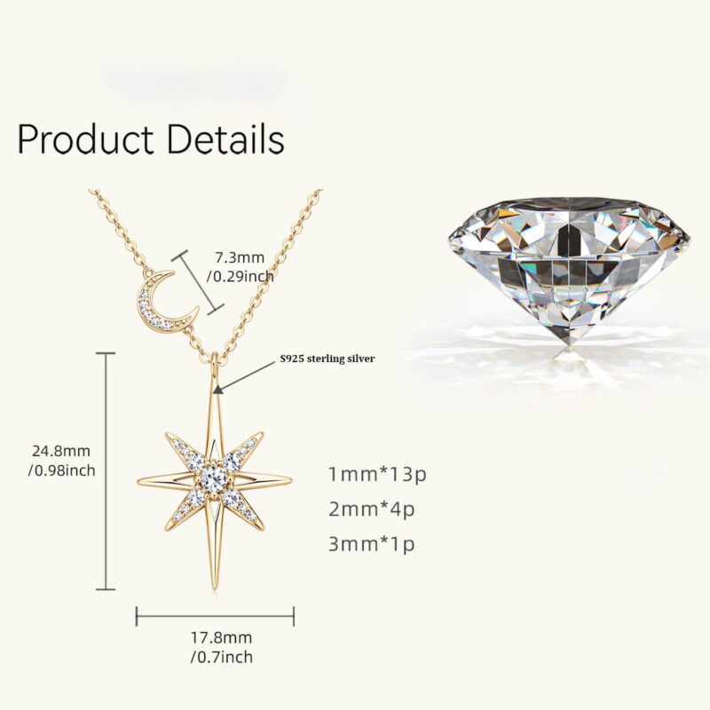 Radiance 925 Silver Chain with Moissanite Star Pendant-21